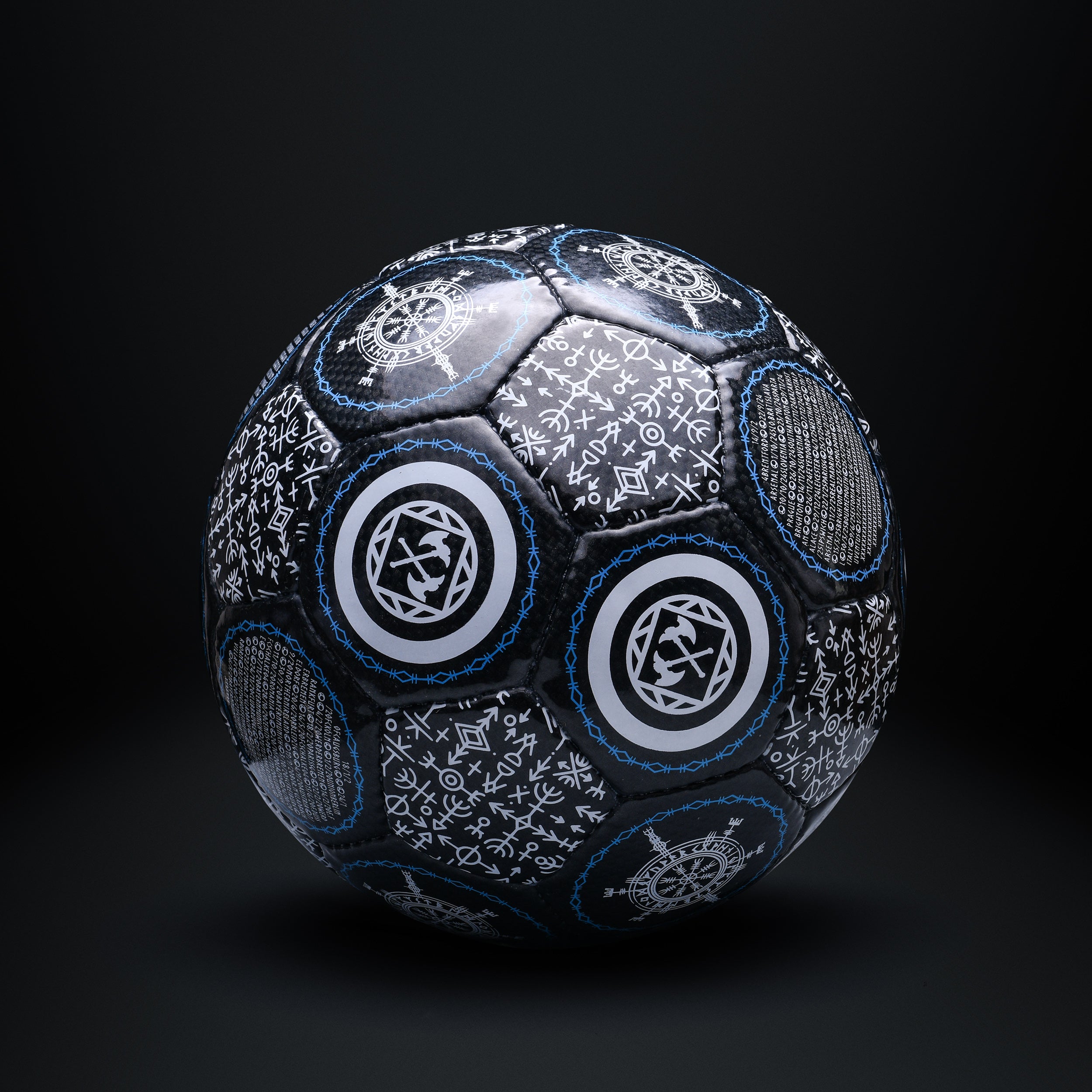 Side view of Erling Haaland Blue Frost size 5 football showing design and texture